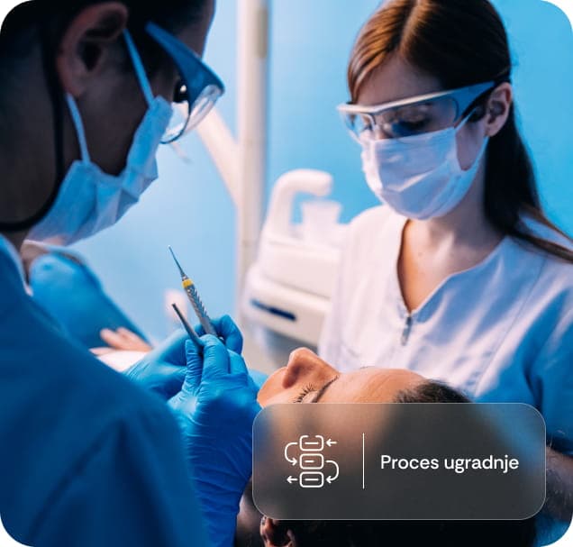 Stomatološki tim tokom procesa ugradnje zubnog mosta
