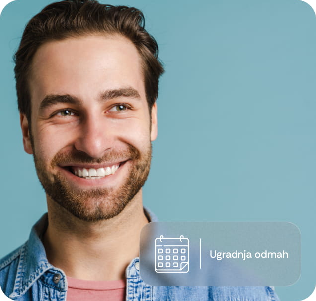 Pacijent sa zdravim osmehom nakon ugradnje implanta